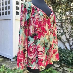 Jessica Simpson Floral Print Blouse Size Medium
